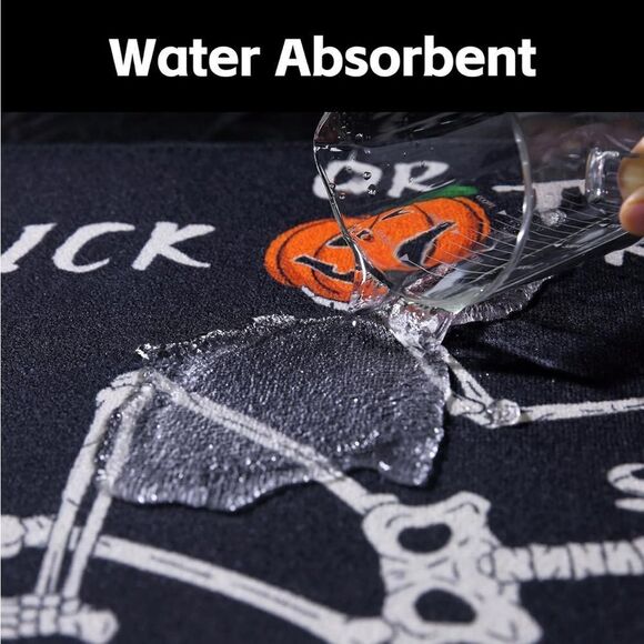 Skull Pumpkin Halloween Bath Mat - Trick Or Treat Bathroom Rug, Non-Slip - Picture 2 of 6